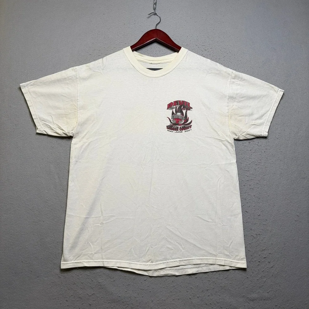 Vintage California Fire T-Shirt Men Large White 2001 Devil Fire Lassen County